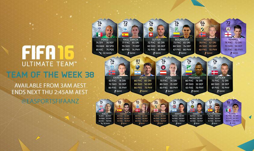 FIFA 16 Ultimate Team - Team of the Week 38