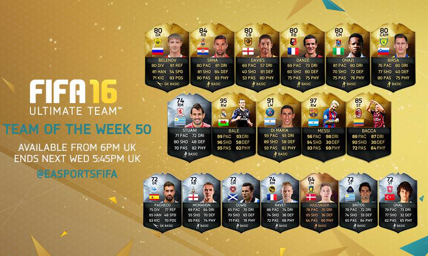 FIFA 16 Ultimate Team - Team of the Week 50