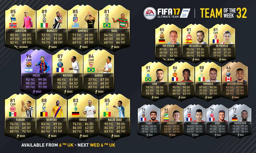 FIFA 17 Ultimate Team - Team of the Week 32