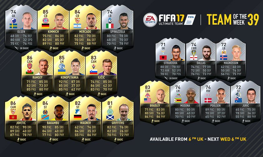 FIFA 17 Ultimate Team - Team of the Week 39