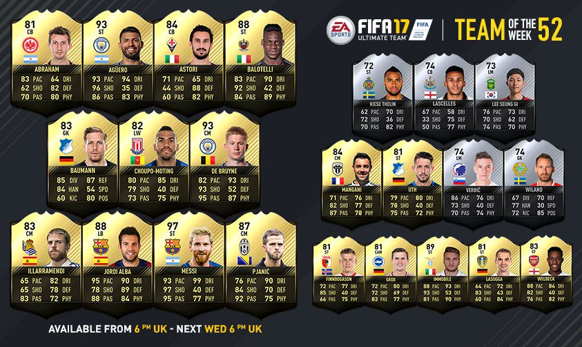 FIFA 17 Ultimate Team - Team of the Week 52