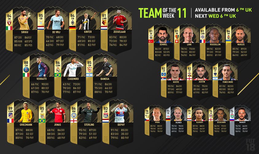 FIFA 18 Ultimate Team - Team of the Week 11