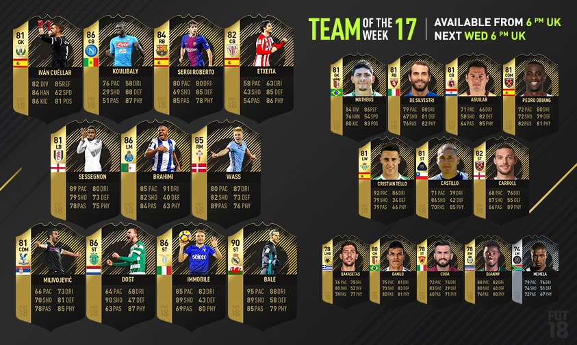 FIFA 18 Ultimate Team - Team of the Week 17