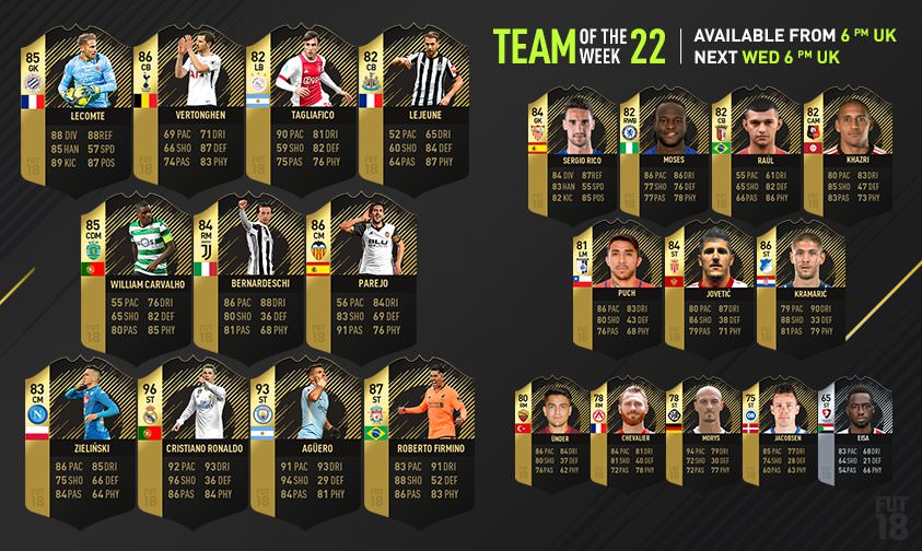 FIFA 18 Ultimate Team - Team of the Week 22