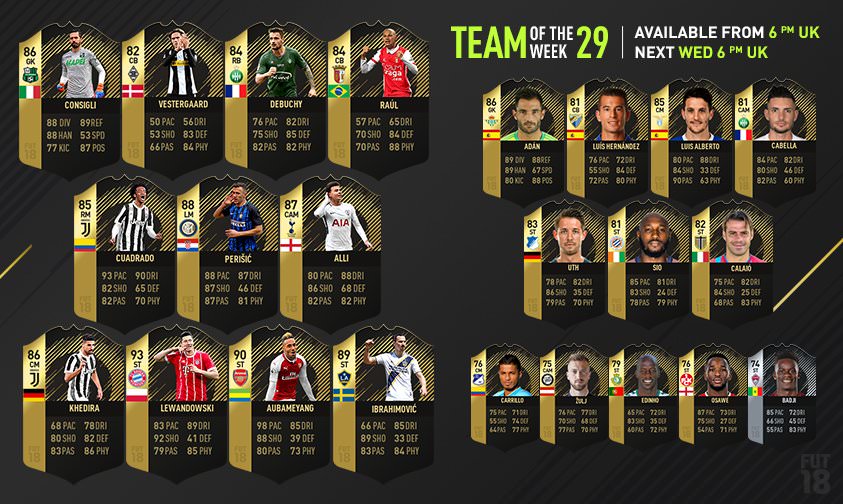 FIFA 18 Ultimate Team - Team of the Week 29