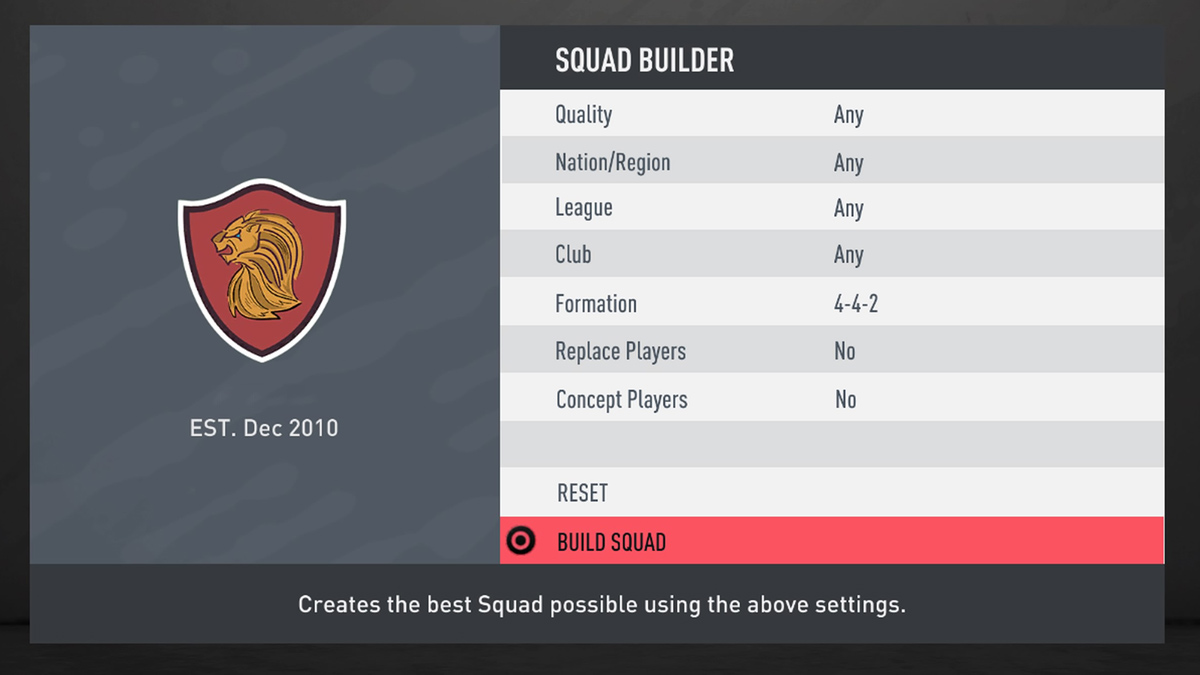 FIFA 20 Squad Builder