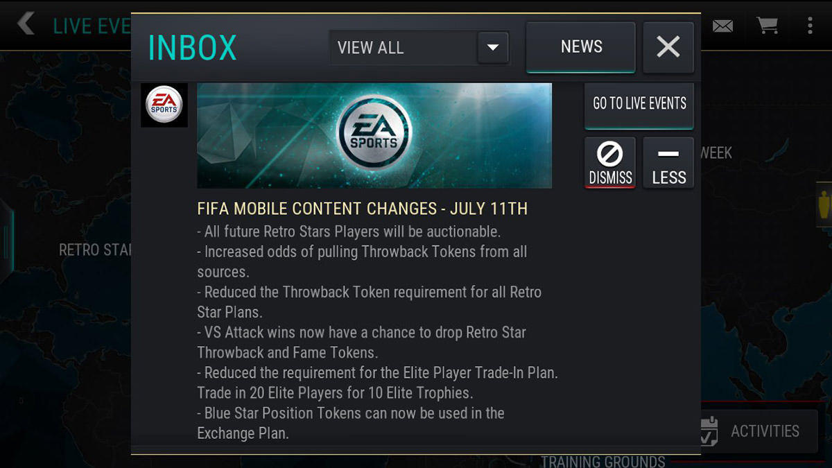 New Content Changes in FIFA Mobile