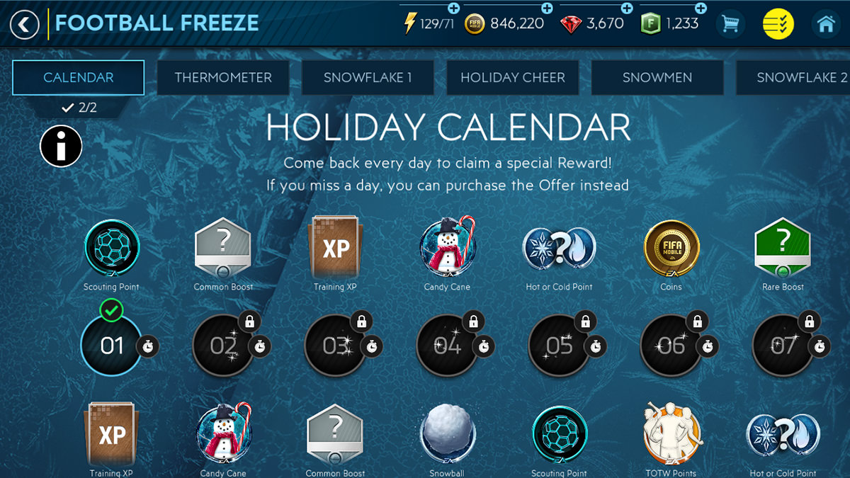 Football Freeze Calendar
