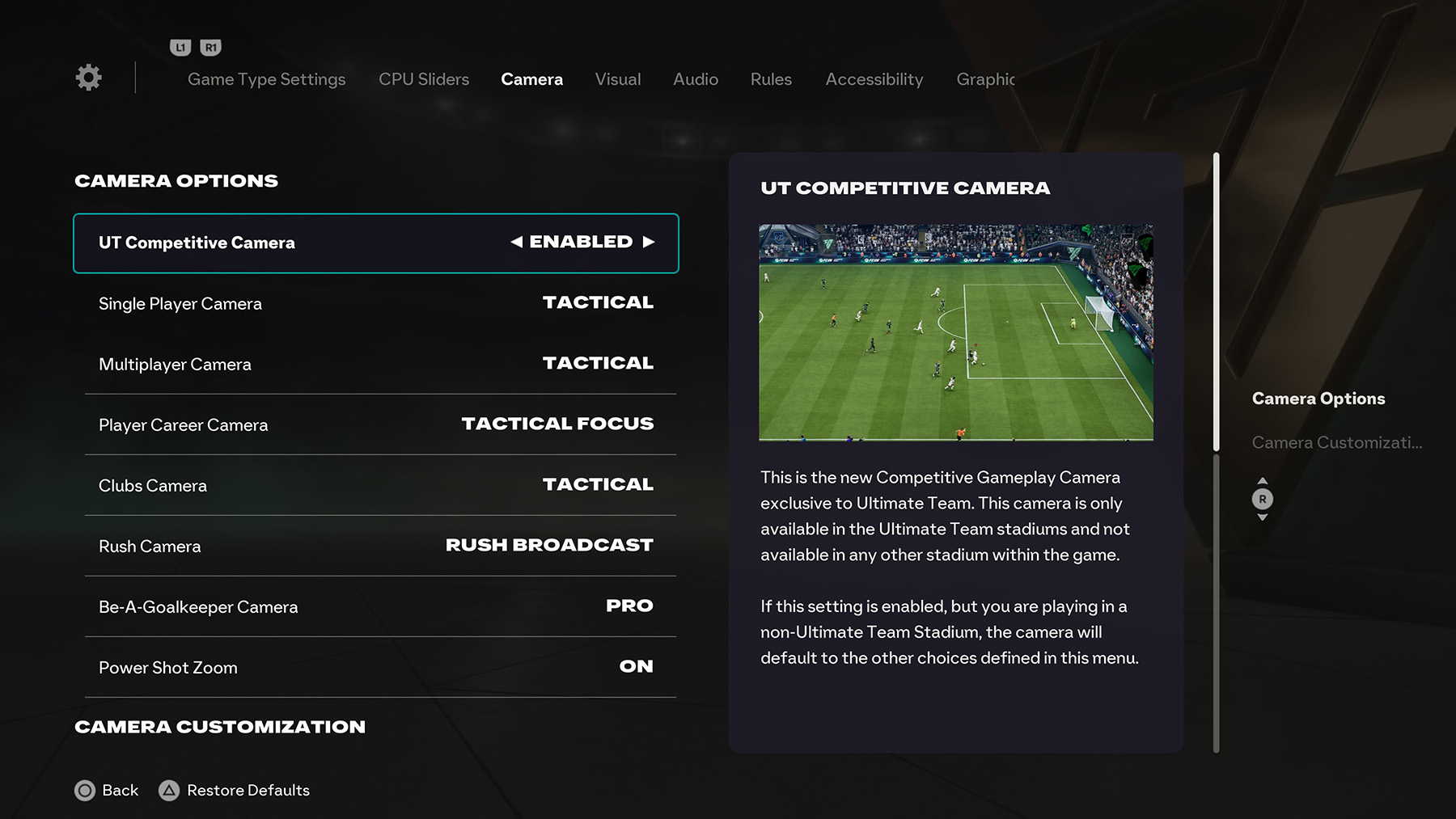 FC 27 Camera Settings Menu