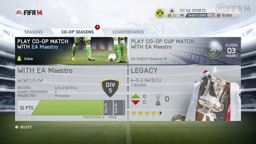 Co-op Seasons FIFA 14