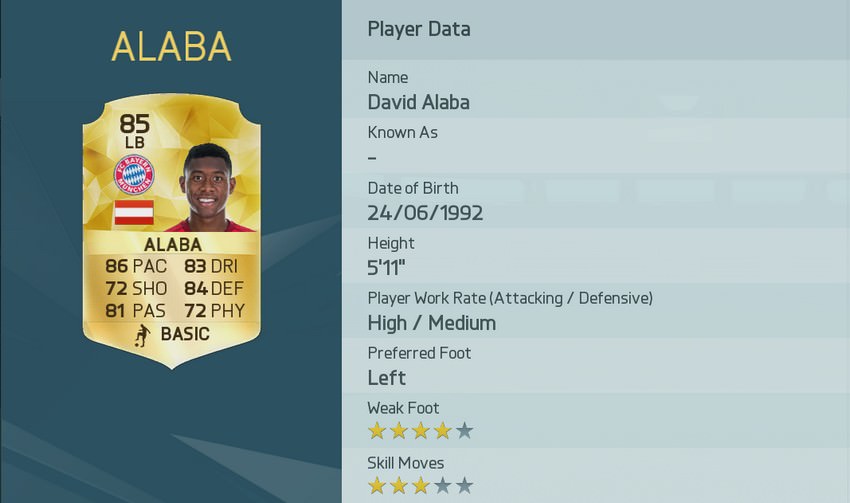FIFA 16 David Alaba