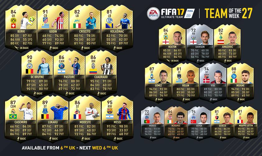 FIFA 17 Ultimate Team - Team of the Week 27