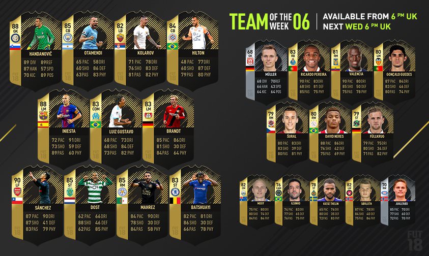 FIFA 18 Ultimate Team - Team of the Week 6