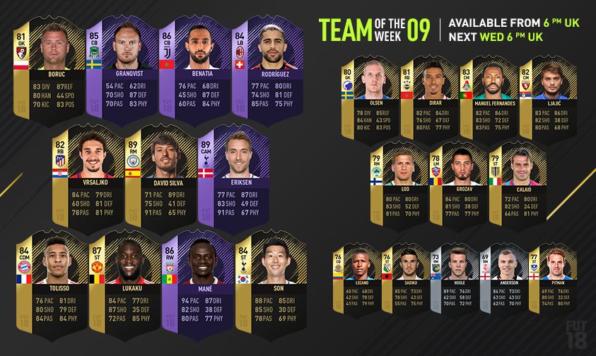 FIFA 18 Ultimate Team - Team of the Week 9