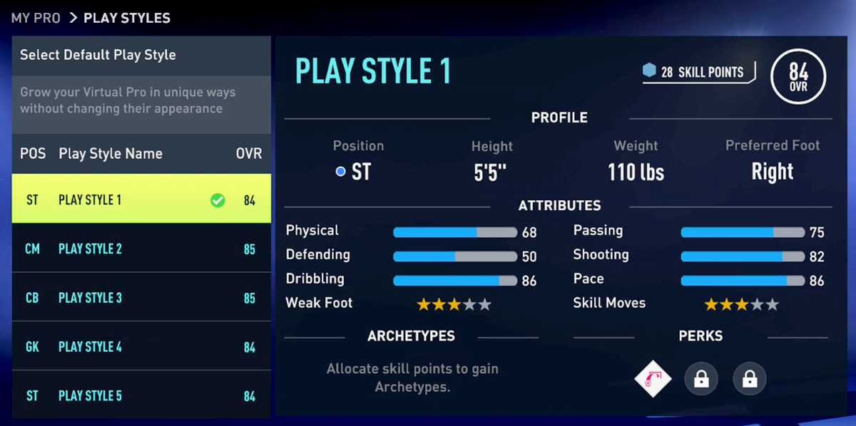 Pro Clubs - Play Styles