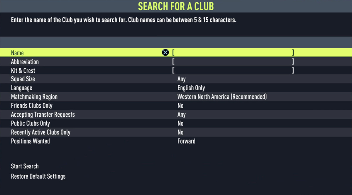 Search for Club