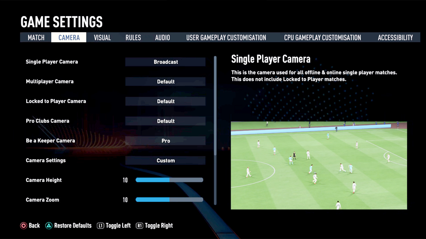 FIFA 23 Camera Settings