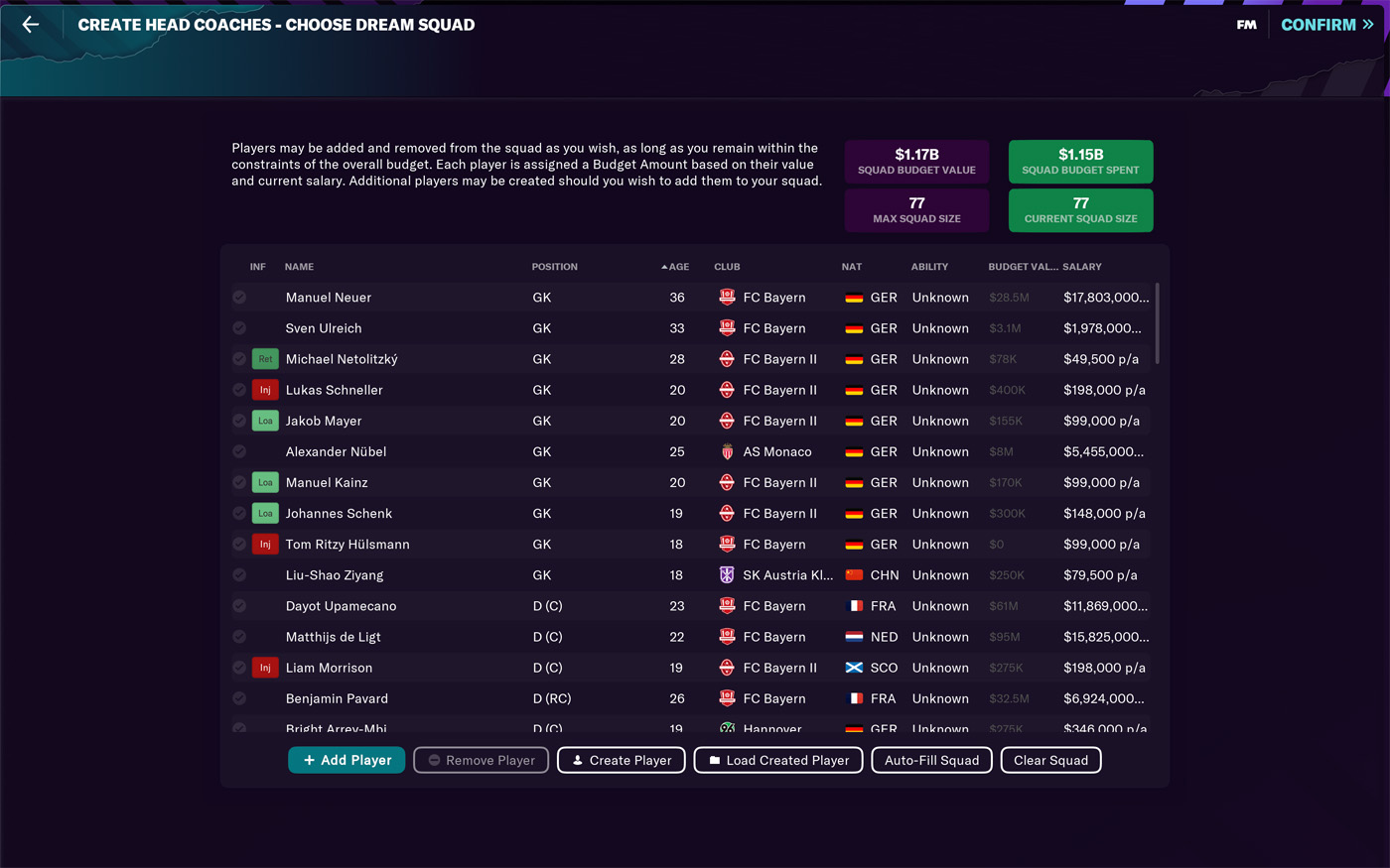 Football Manager 2023 Select Players