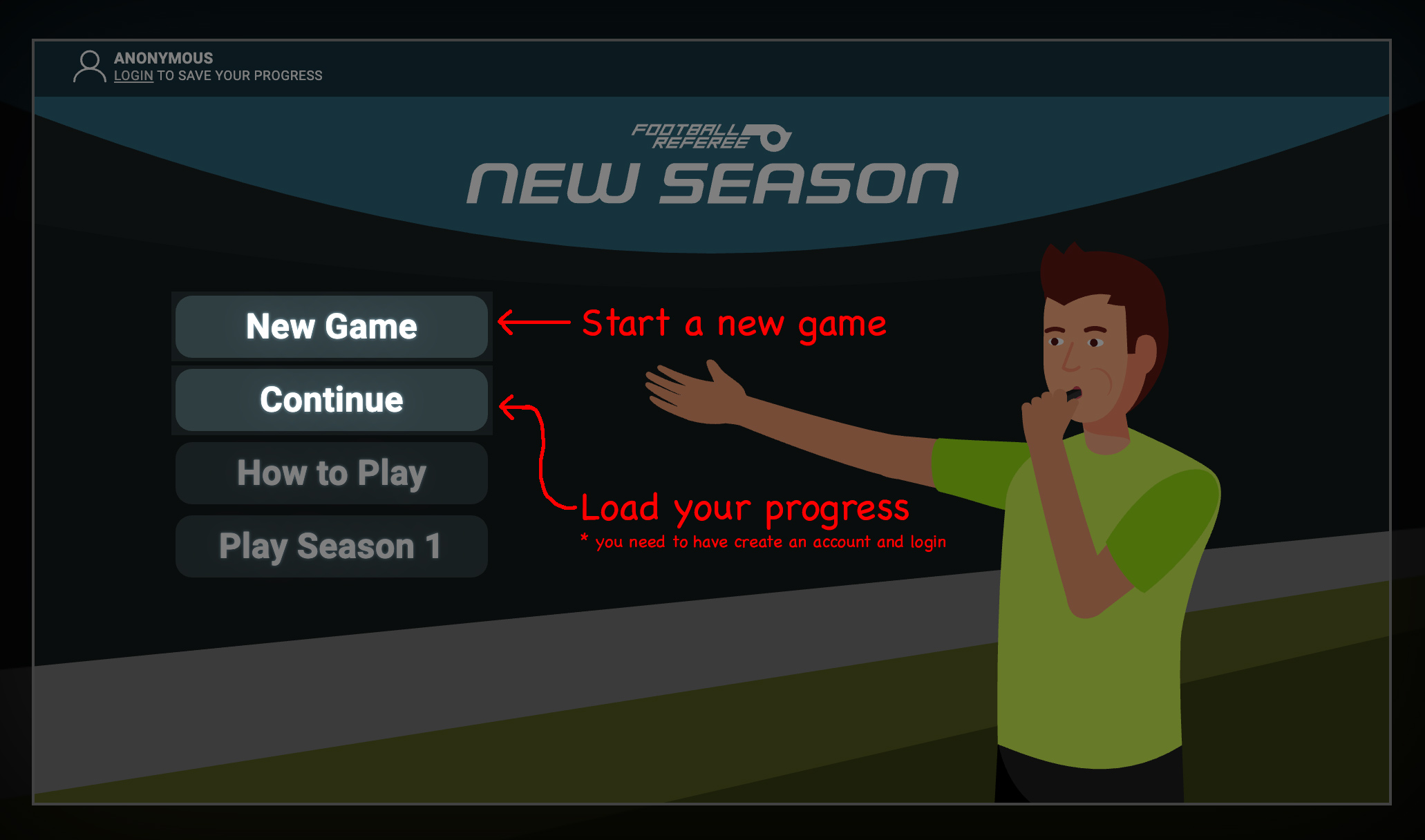 Football Referee Main Menu